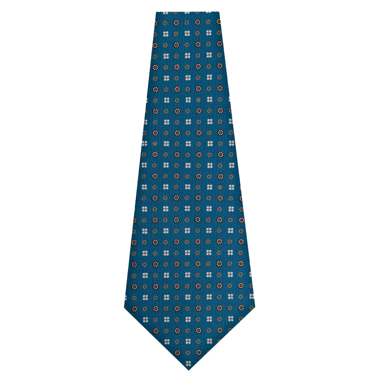 Floral Printed Silk Bespoke Tie - Steel Blue