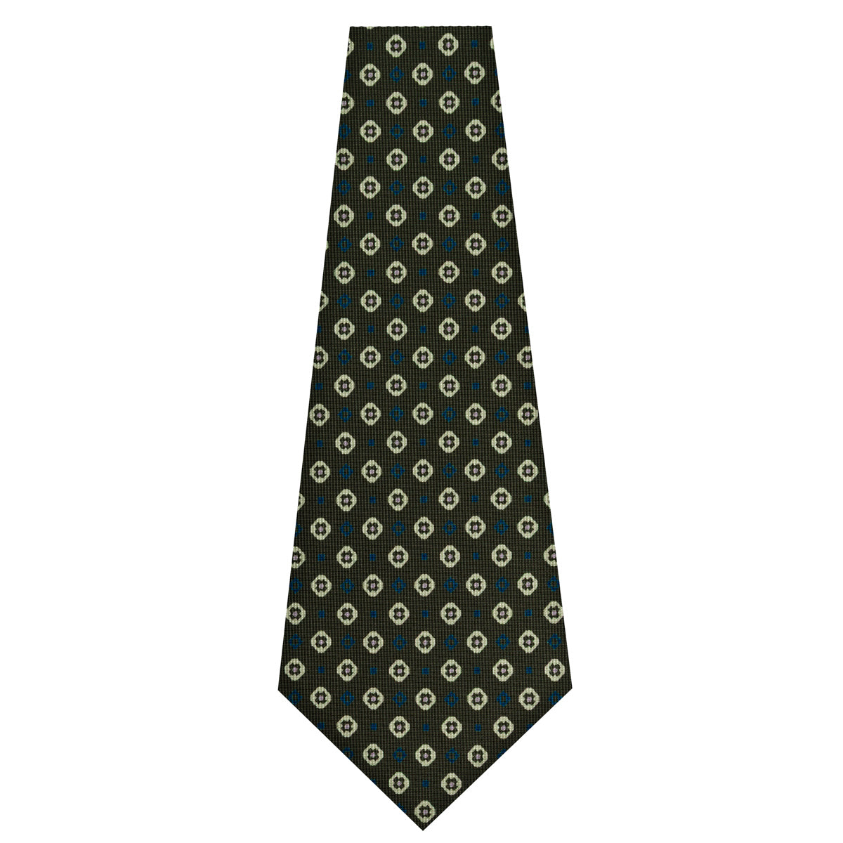 Floral Printed Silk Bespoke Tie - Olive