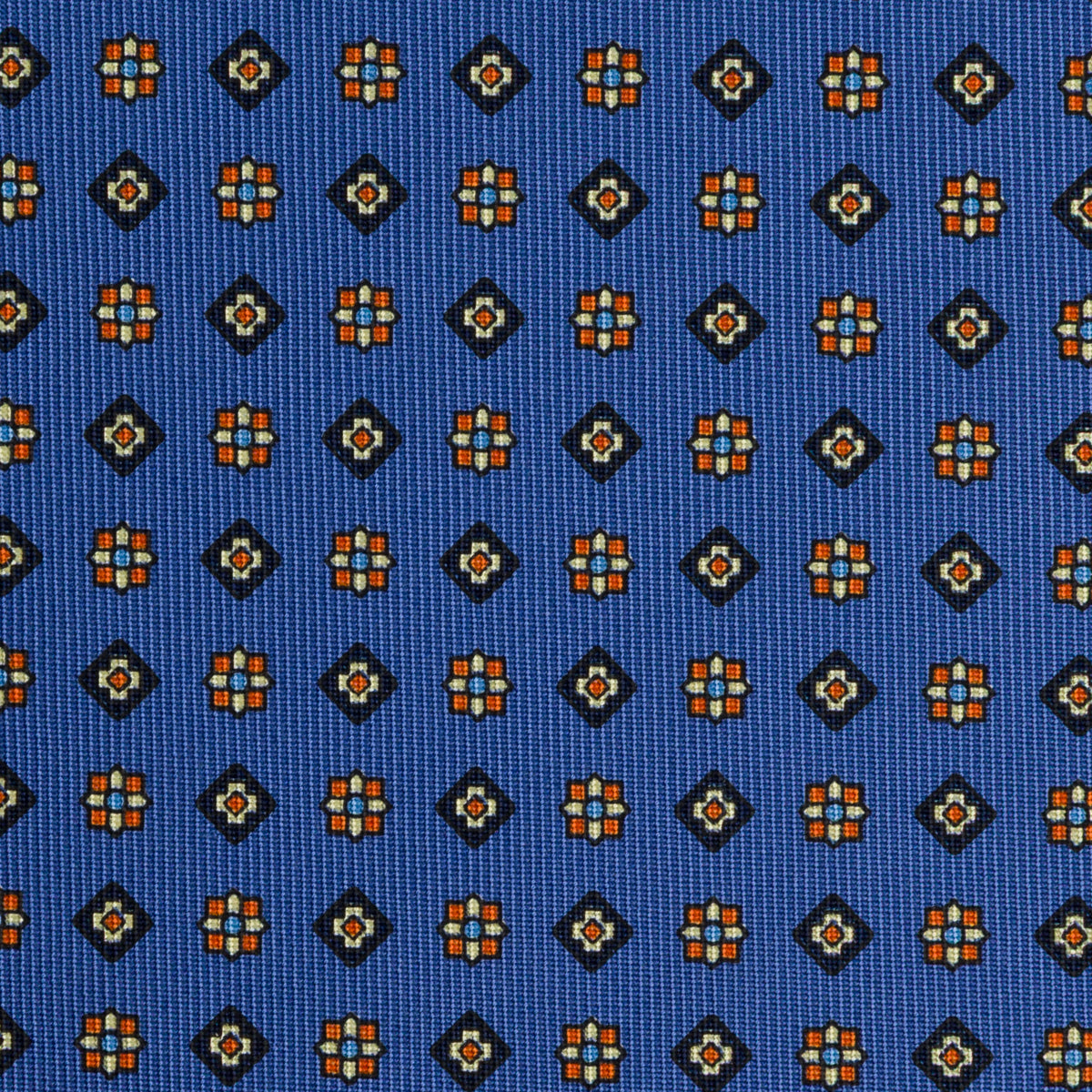 Floral Printed Silk Bespoke Tie - Blue