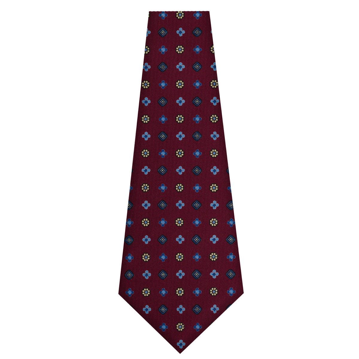 Floral Printed Silk Bespoke Tie -  Burgundy