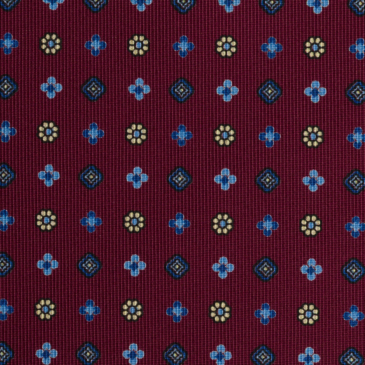 Floral Printed Silk Bespoke Tie -  Burgundy
