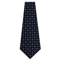 Floral Printed Silk Bespoke Tie -  Navy