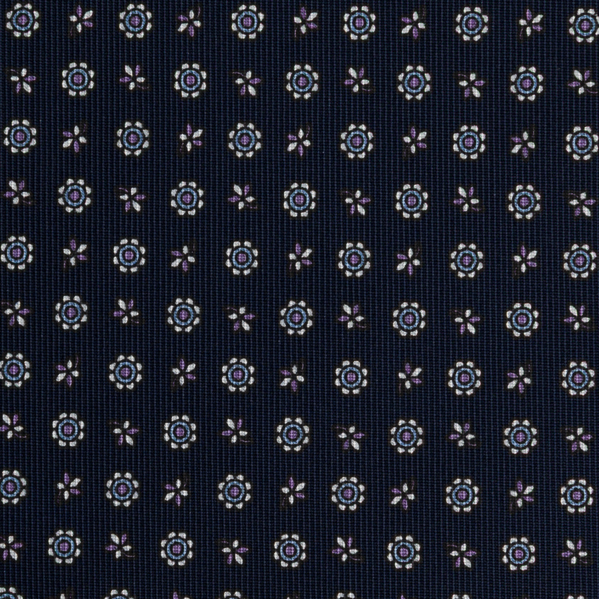 Floral Printed Silk Bespoke Tie -  Navy