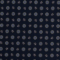 Floral Printed Silk Bespoke Tie -  Navy