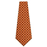 Floral Printed Silk Bespoke Tie - Orange