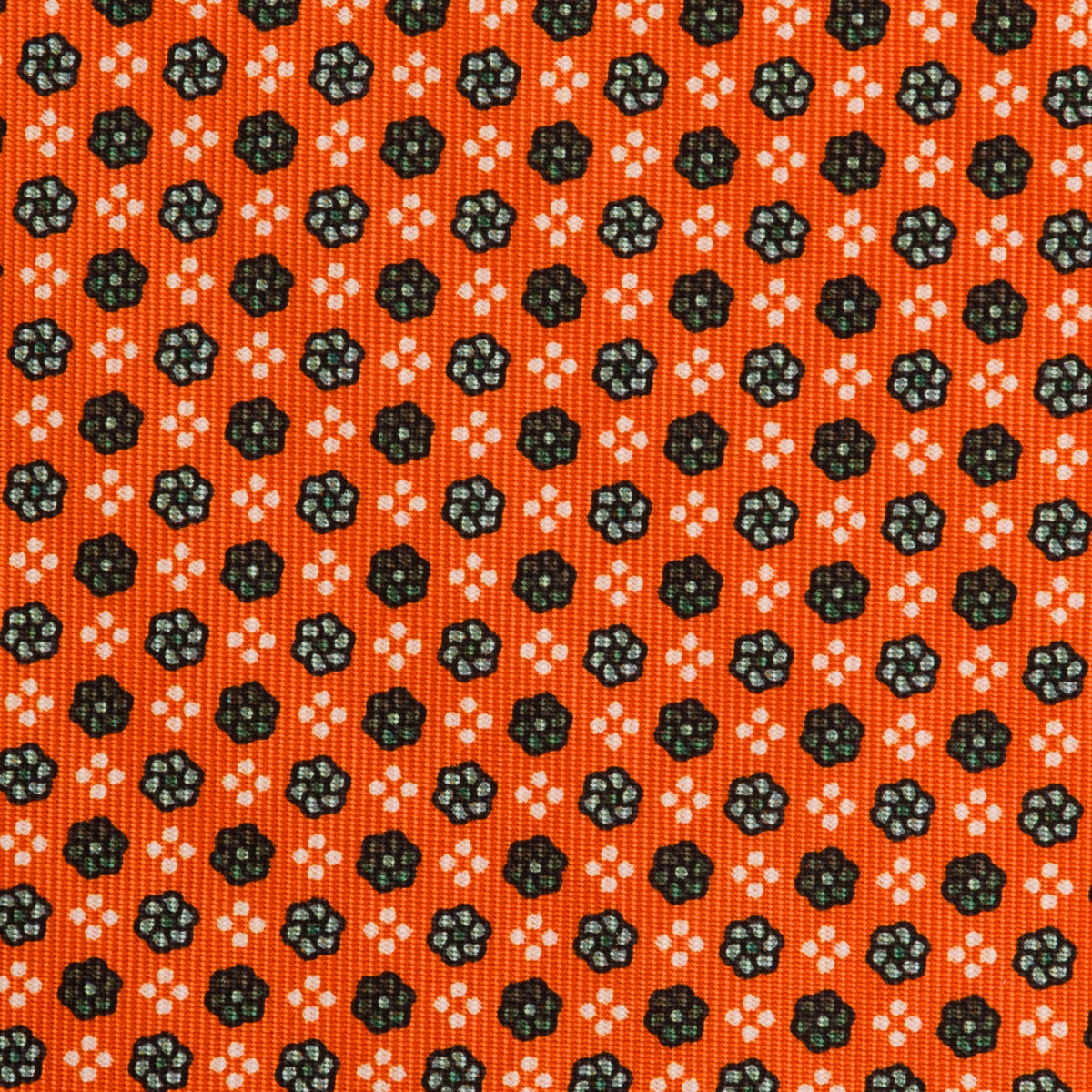 Floral Printed Silk Bespoke Tie - Orange