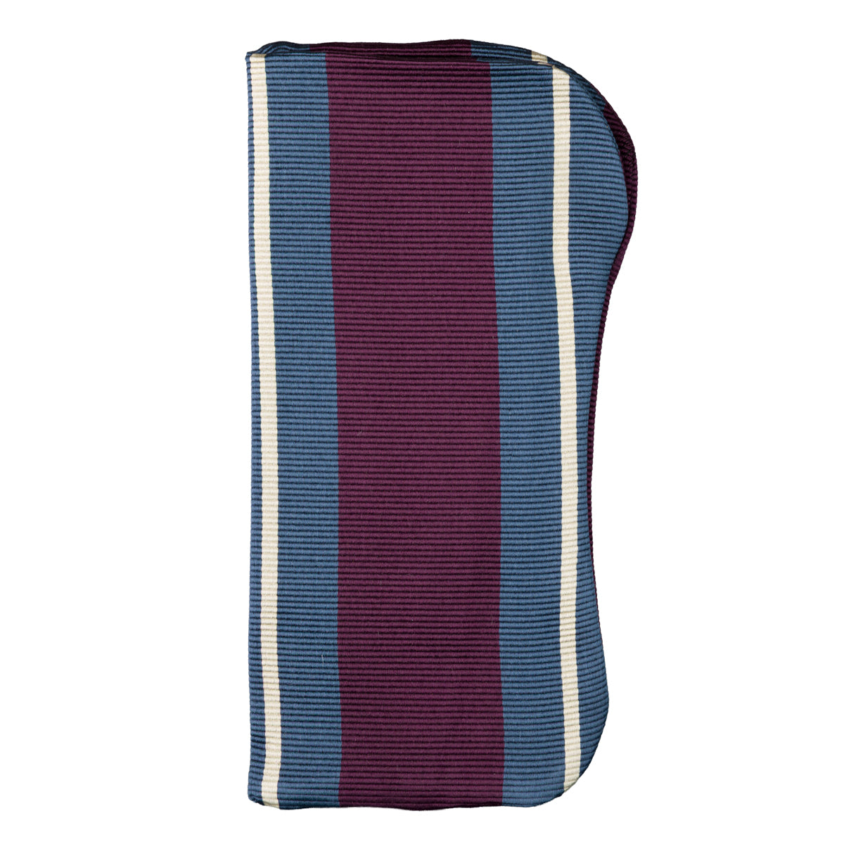 Repp Stripe Silk Glasses Case - Eggplant / Petrol / White