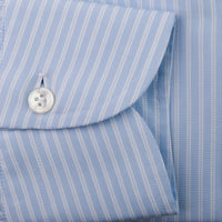 Poplin Semi Spread Shirt - Light Blue - Reverse Stripe