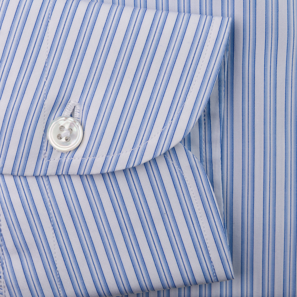 Poplin Semi Spread Shirt - Light Blue - Ticking Stripe