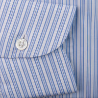 Poplin Semi Spread Shirt - Light Blue - Ticking Stripe