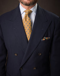 Floral Shantung Silk Tie - Honey - Hand-Rolled