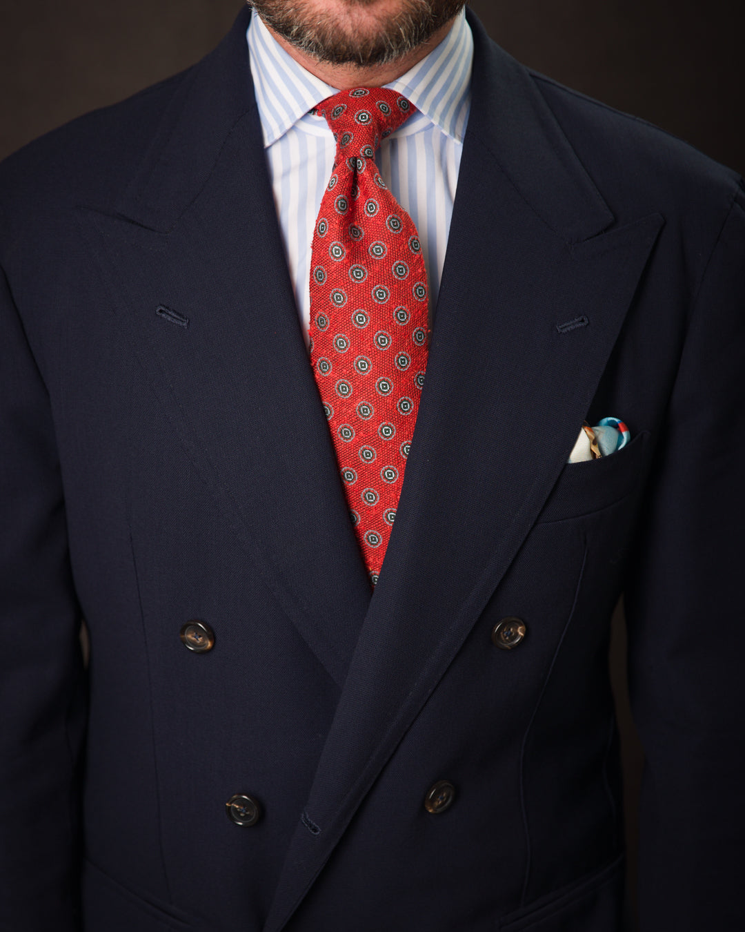 Floral Shantung Silk Tie - Rust - Hand-Rolled