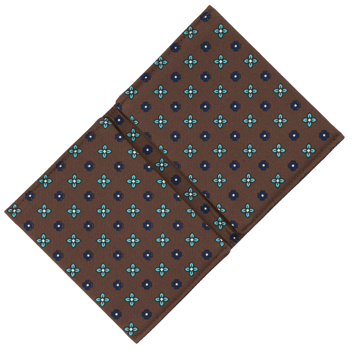 Floral Printed Silk Cardholder / Wallet - Brown