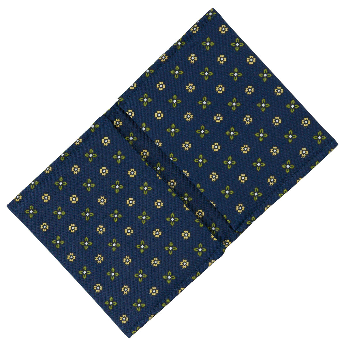 Floral Printed Silk Cardholder / Wallet - Navy