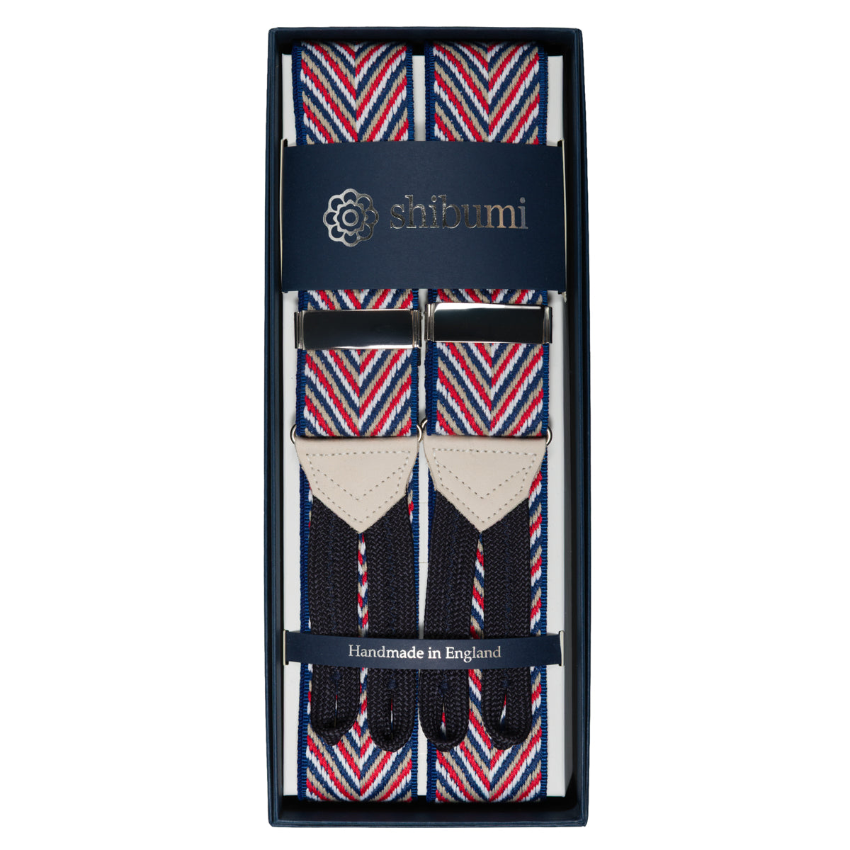 Striped Braces - Navy / Red / White