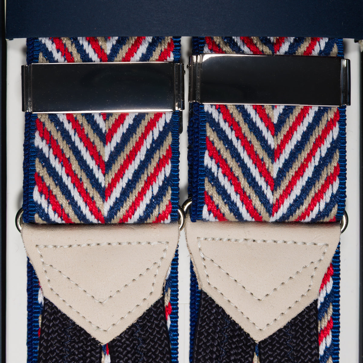 Striped Braces - Navy / Red / White
