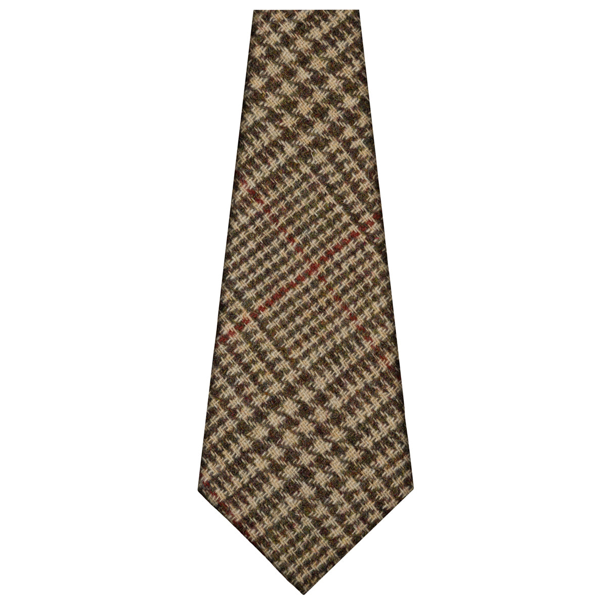 James Crowther Checked Bespoke Wool Tie - Brown / Red