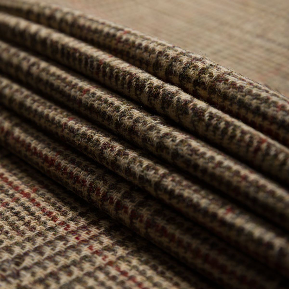 James Crowther Checked Bespoke Wool Tie - Brown / Red