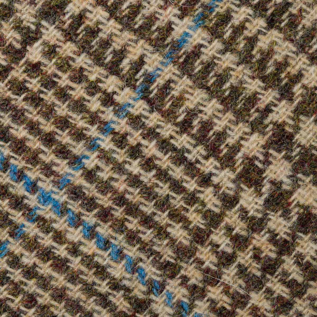 James Crowther Checked Bespoke Wool Tie - Brown / Sky Blue