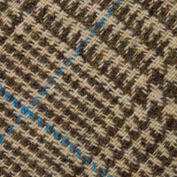 James Crowther Checked Bespoke Wool Tie - Brown / Sky Blue