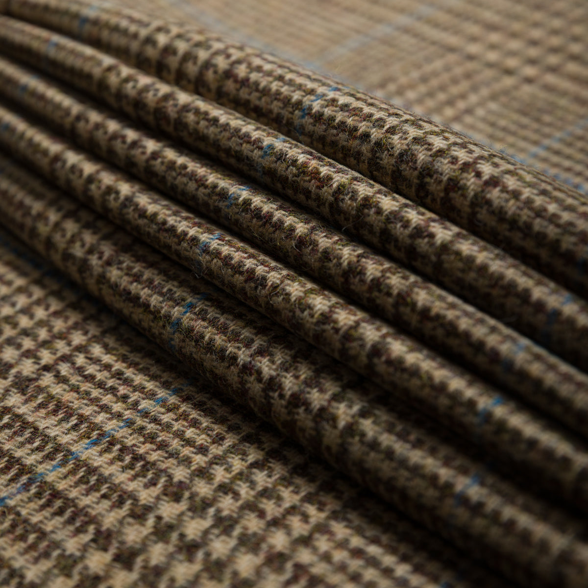 James Crowther Checked Bespoke Wool Tie - Brown / Sky Blue