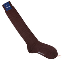 Knee Socks - Ribbed - Brown - Linen