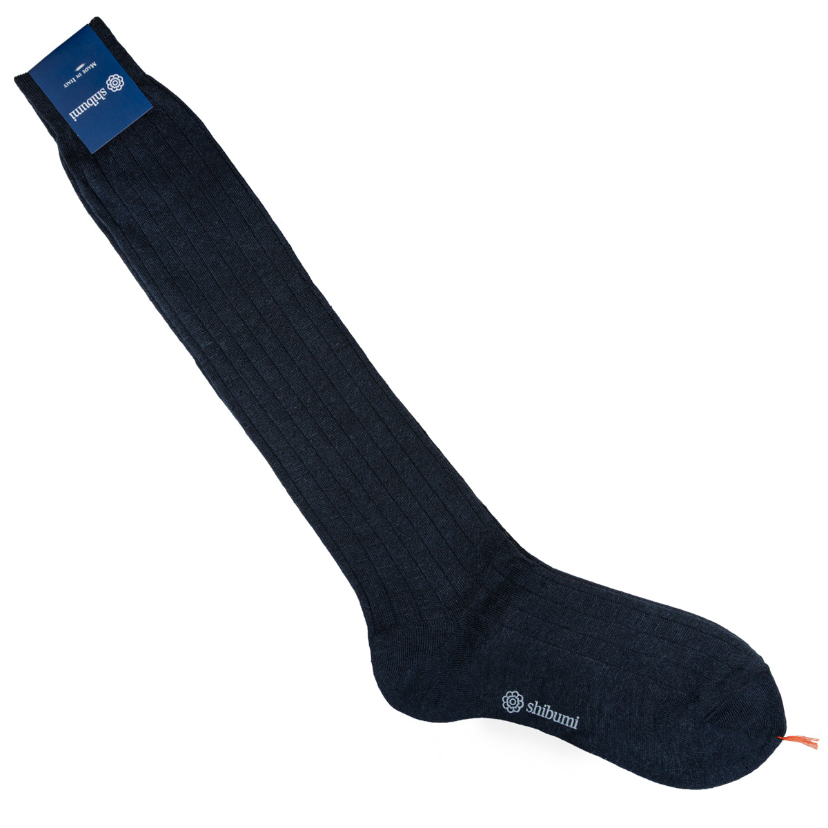 Knee Socks - Ribbed - Navy - Linen