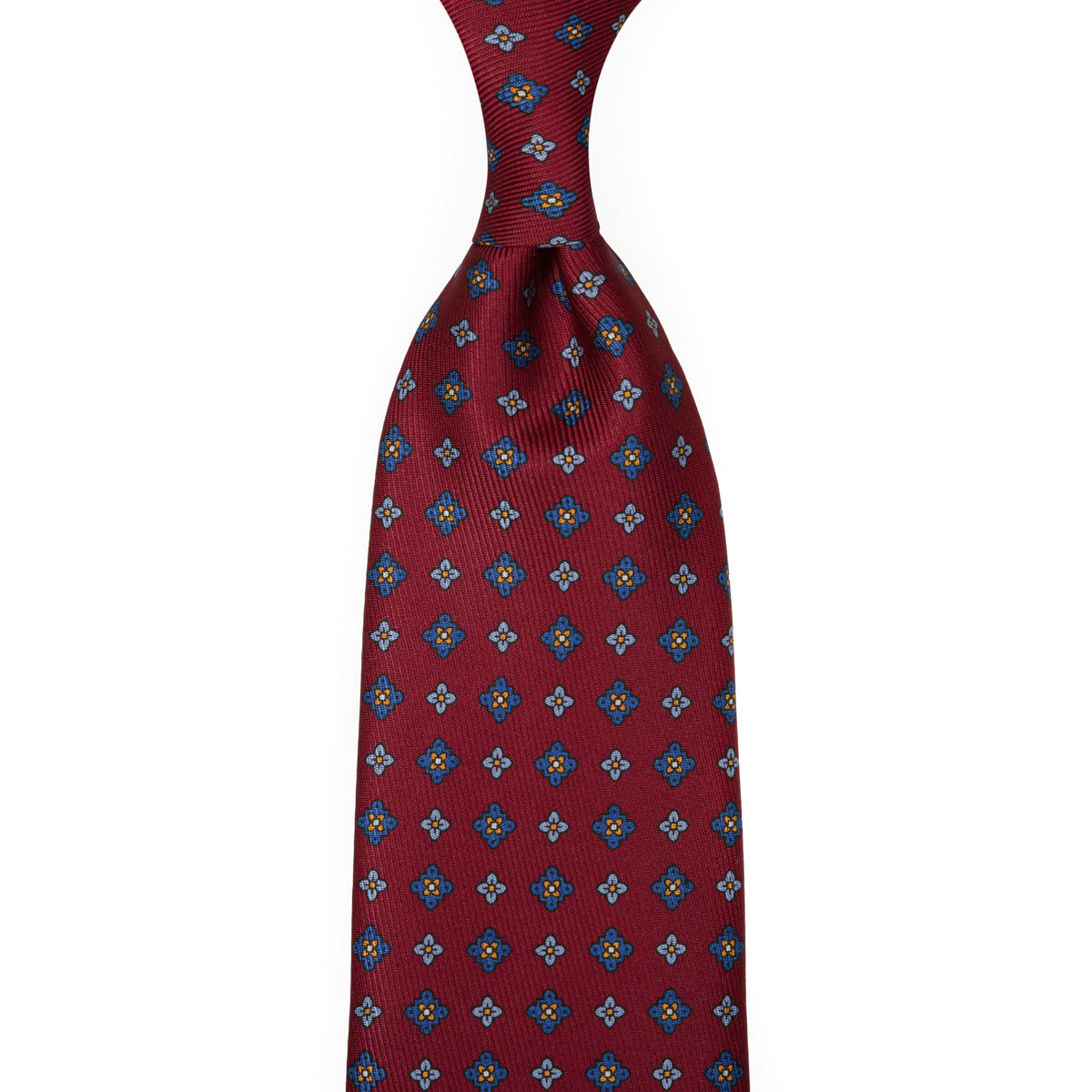 50oz Floral Printed Silk Tie - Cherry - Hand-Rolled