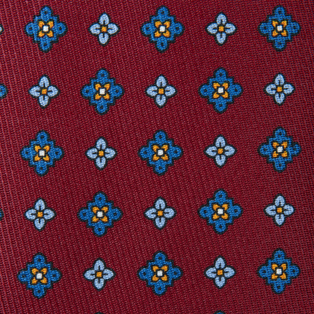 50oz Floral Printed Silk Tie - Cherry - Hand-Rolled