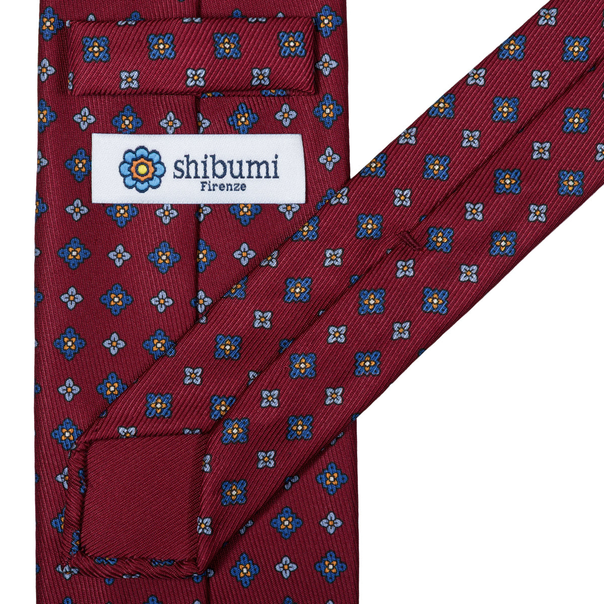 50oz Floral Printed Silk Tie - Cherry - Hand-Rolled