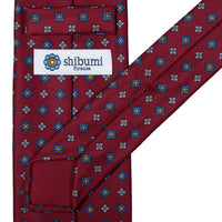 50oz Floral Printed Silk Tie - Cherry - Hand-Rolled