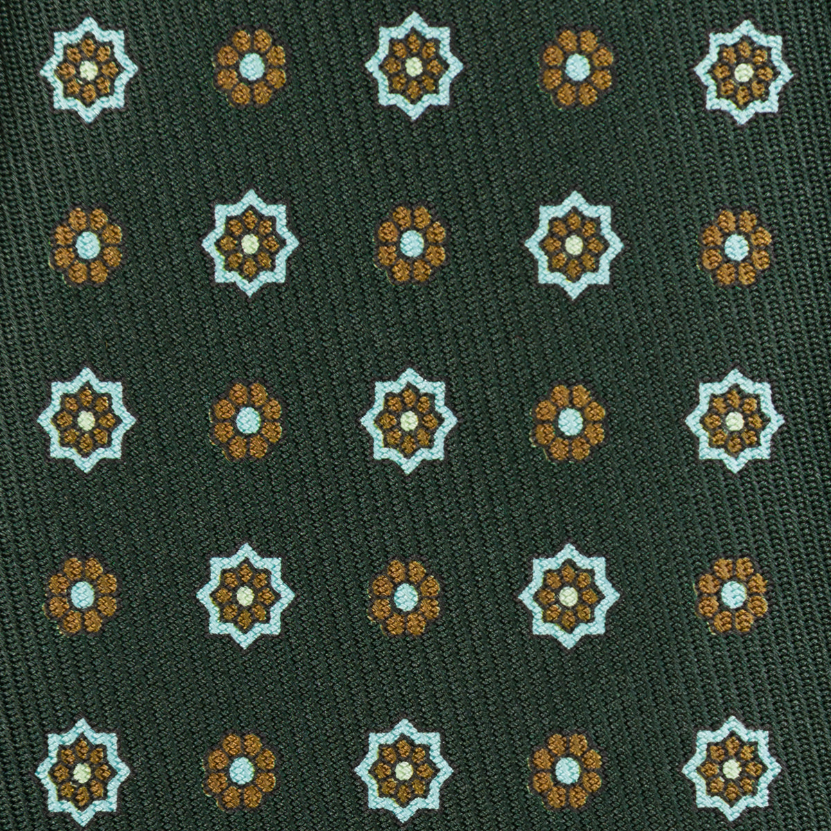 50oz Floral Printed Silk Tie - Madder Green - Hand-Rolled