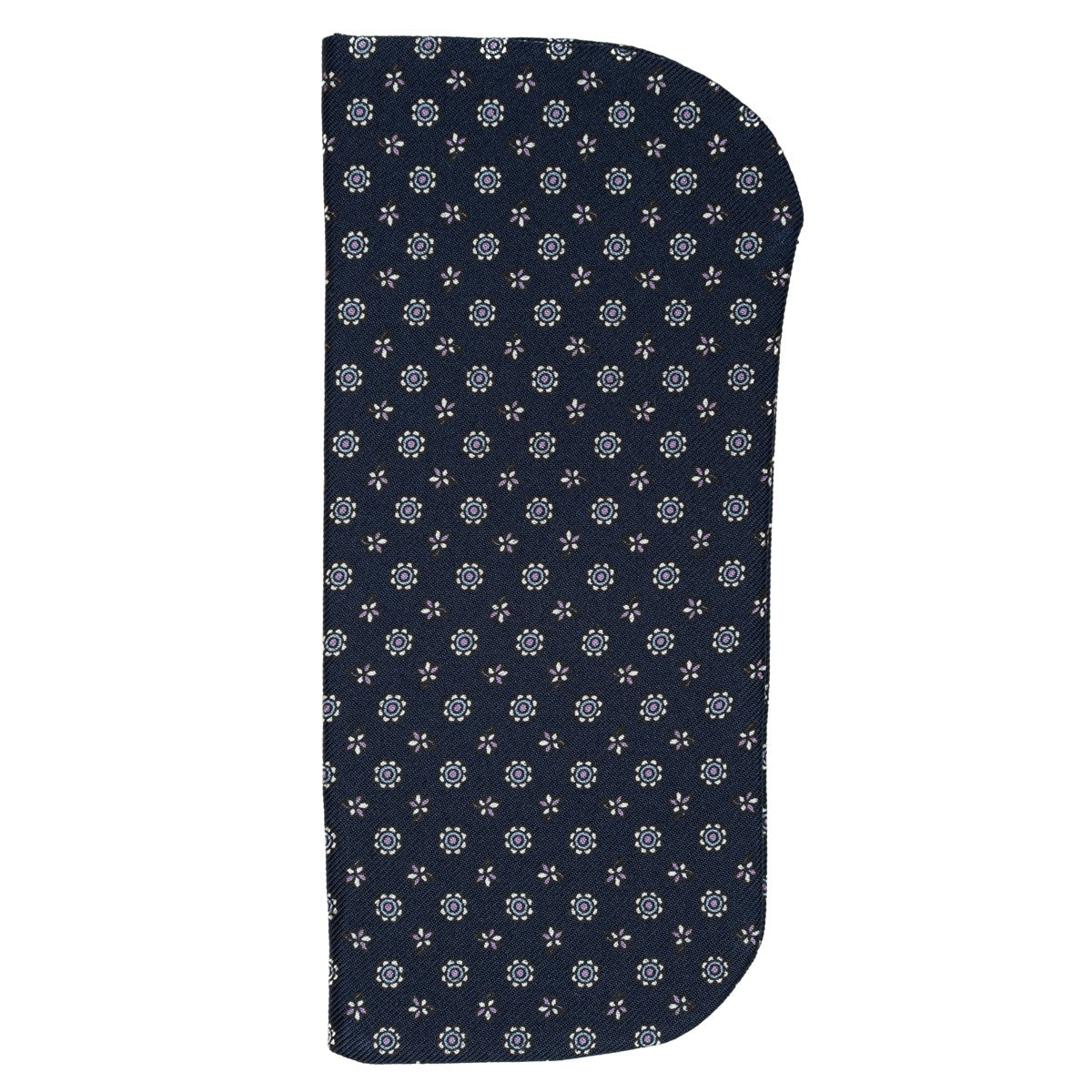 Floral Printed Silk Glasses Case - Navy