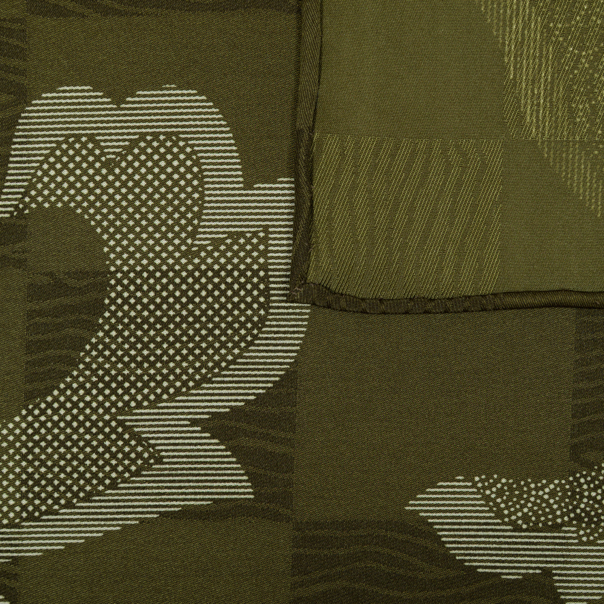 Vintage Kimono Silk Pocket Square - Olive