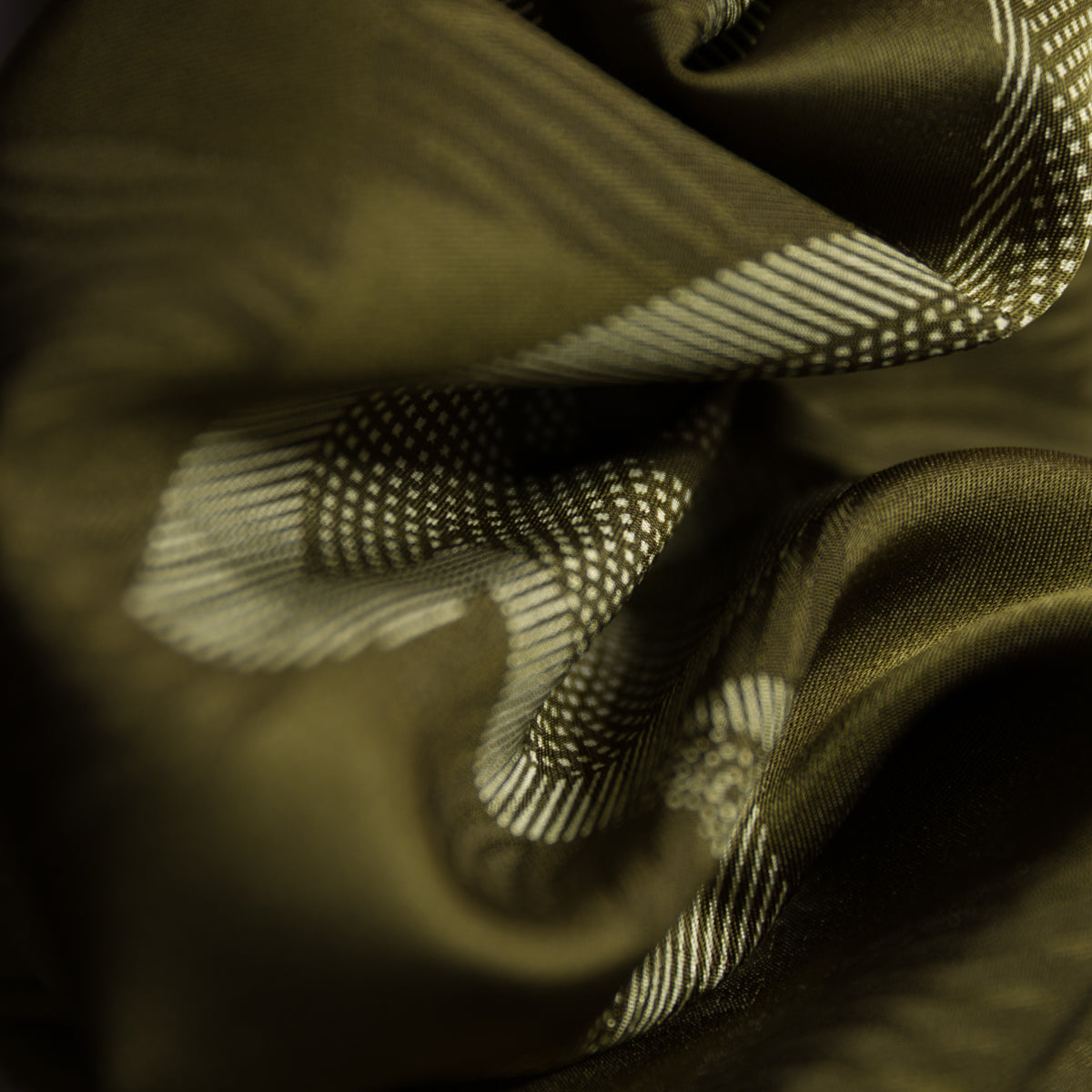 Vintage Kimono Silk Pocket Square - Olive