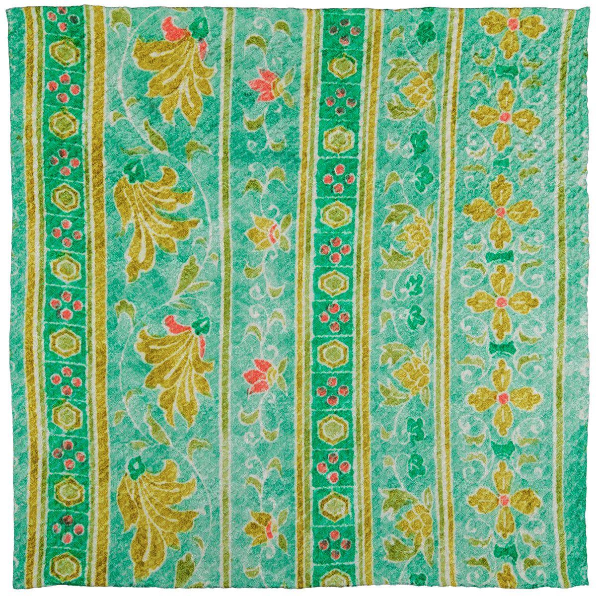 Vintage Kimono Silk Pocket Square - Green