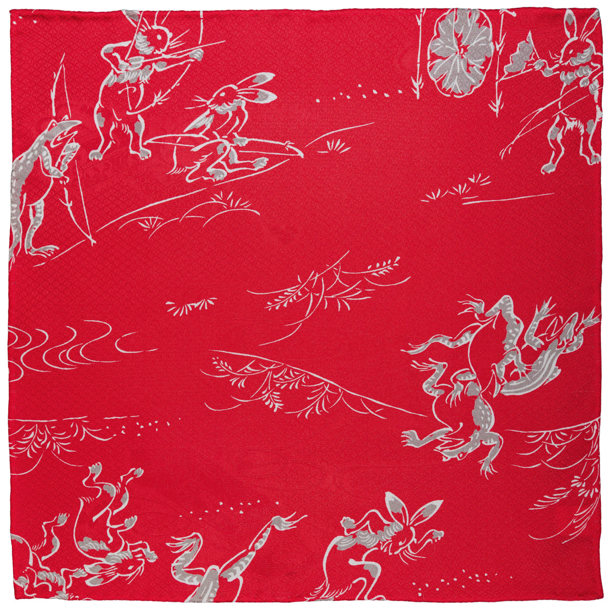 Vintage Kimono Silk Pocket Square - Red