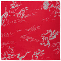 Vintage Kimono Silk Pocket Square - Red