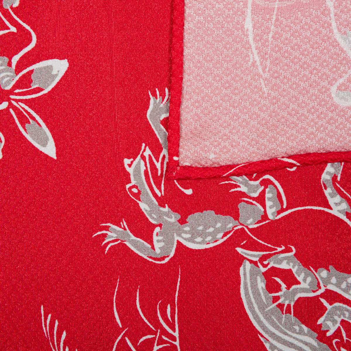 Vintage Kimono Silk Pocket Square - Red