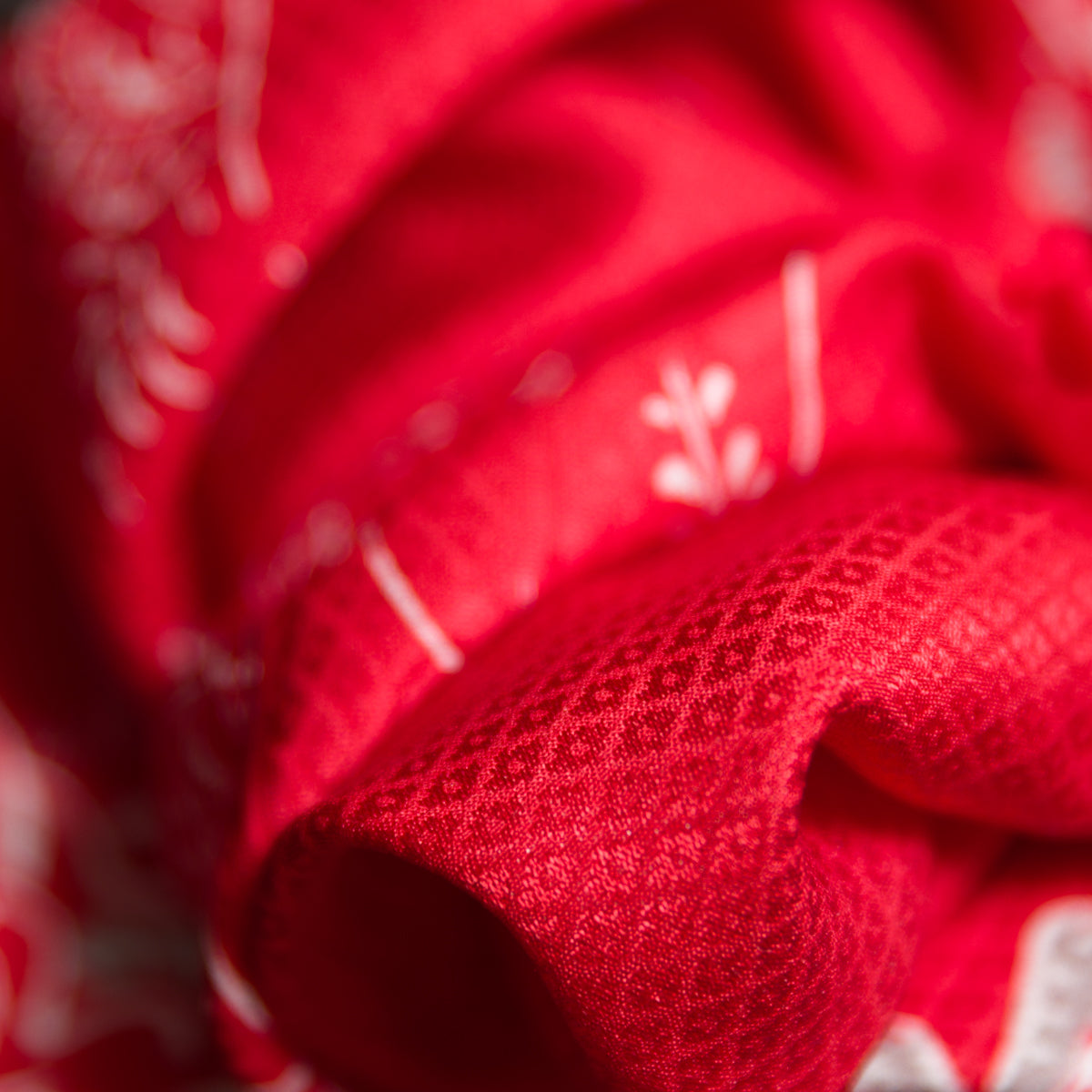 Vintage Kimono Silk Pocket Square - Red