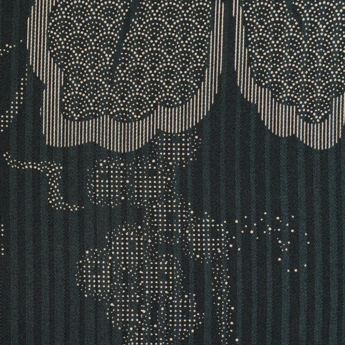 Vintage Kimono Silk Pocket Square - Charcoal