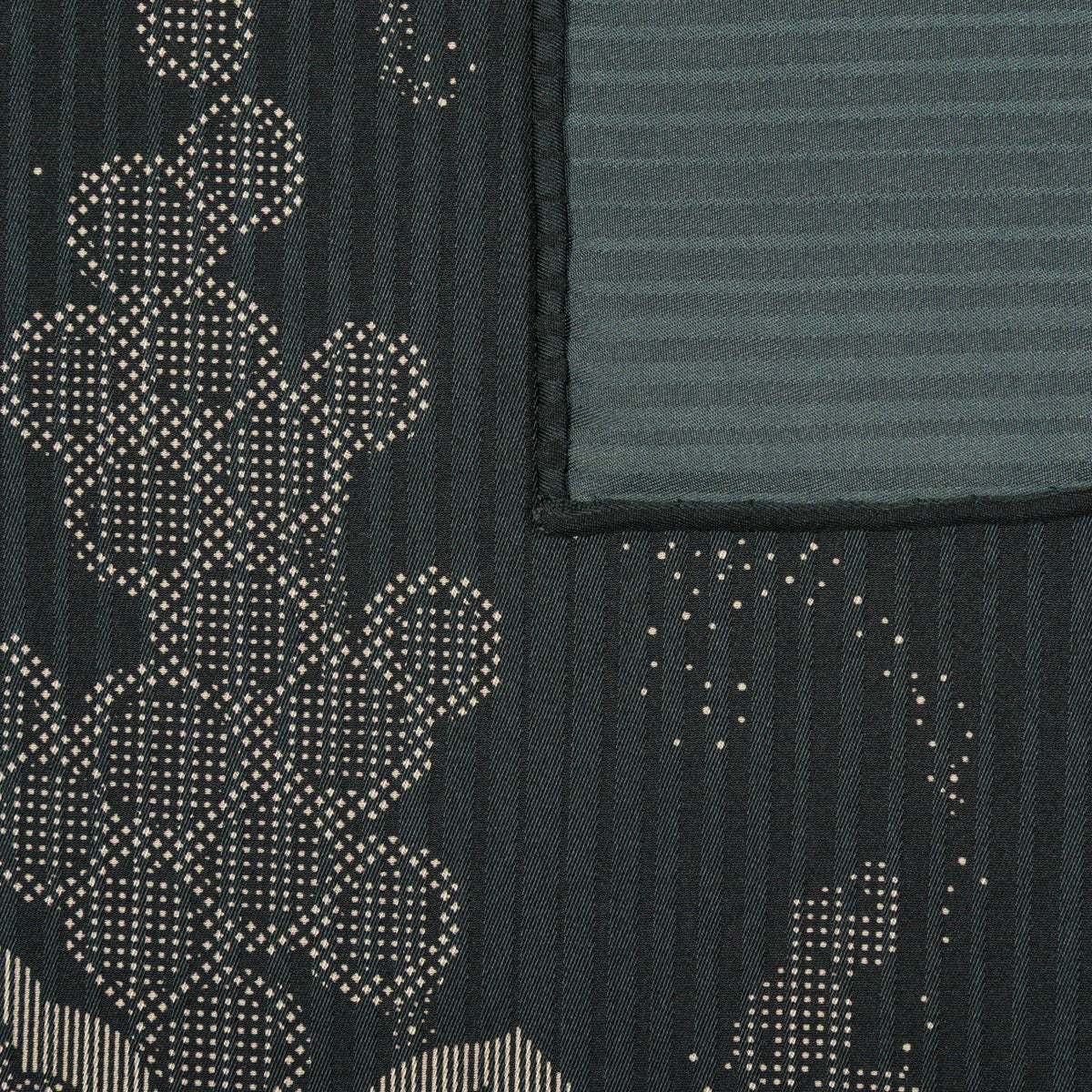 Vintage Kimono Silk Pocket Square - Charcoal