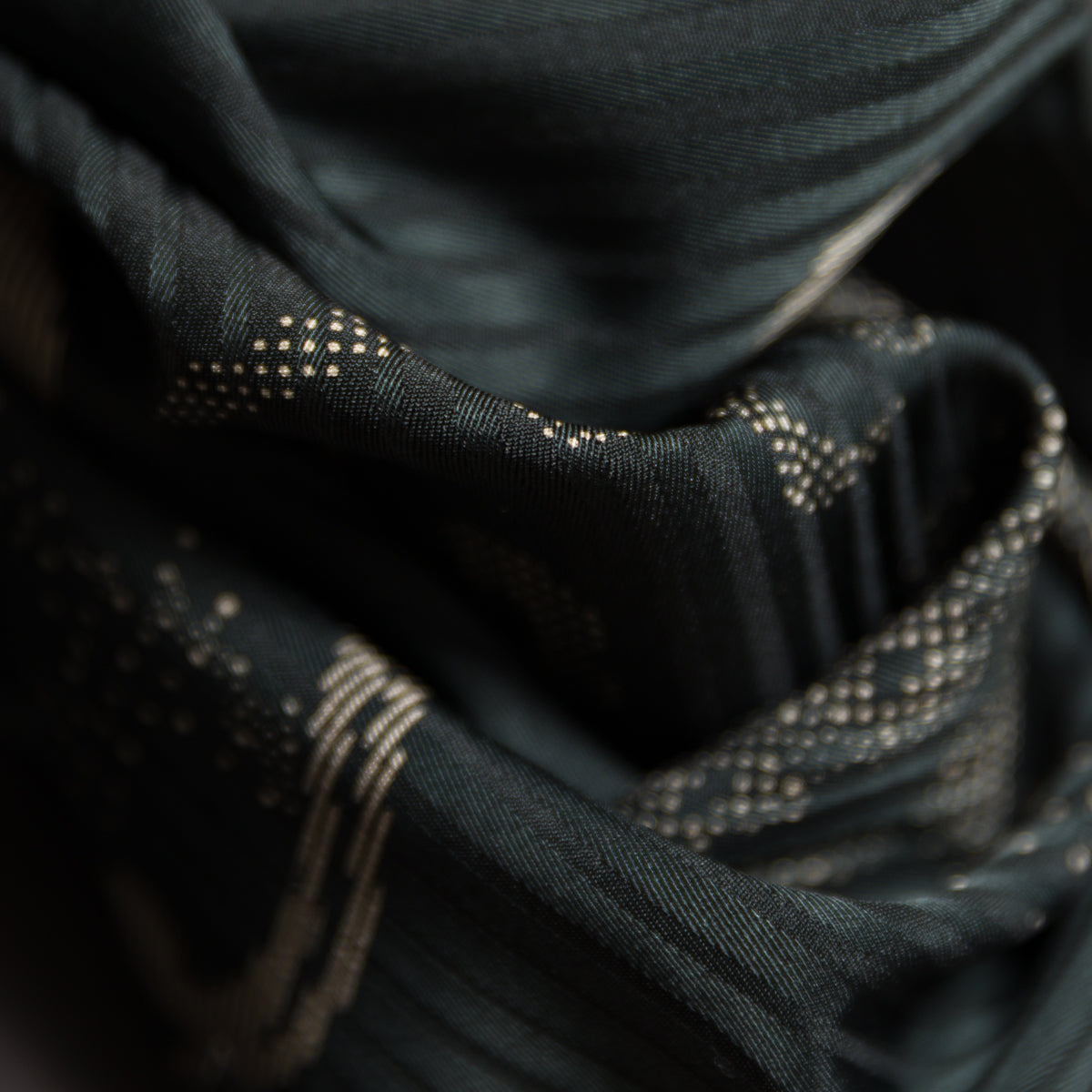 Vintage Kimono Silk Pocket Square - Charcoal