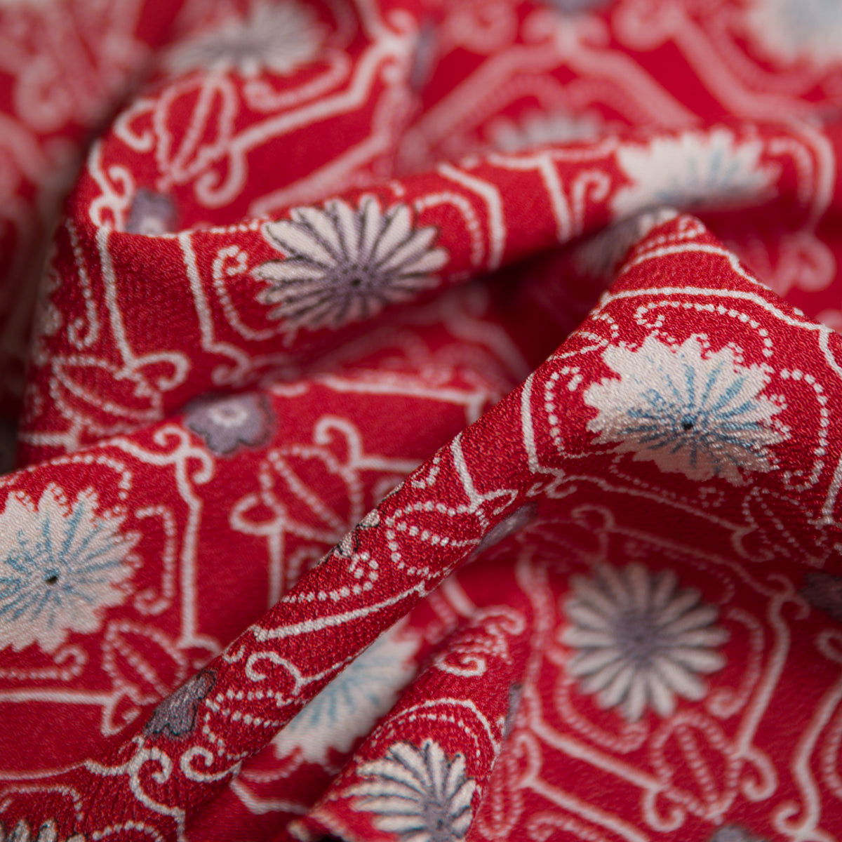 Vintage Kimono Silk Pocket Square - Cherry