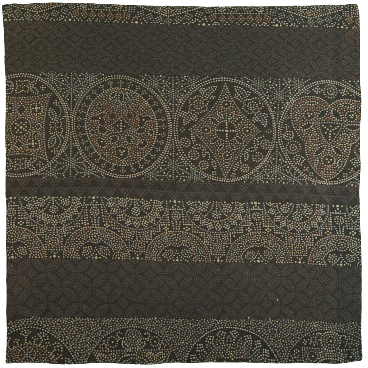 Vintage Kimono Silk Pocket Square - Charcoal