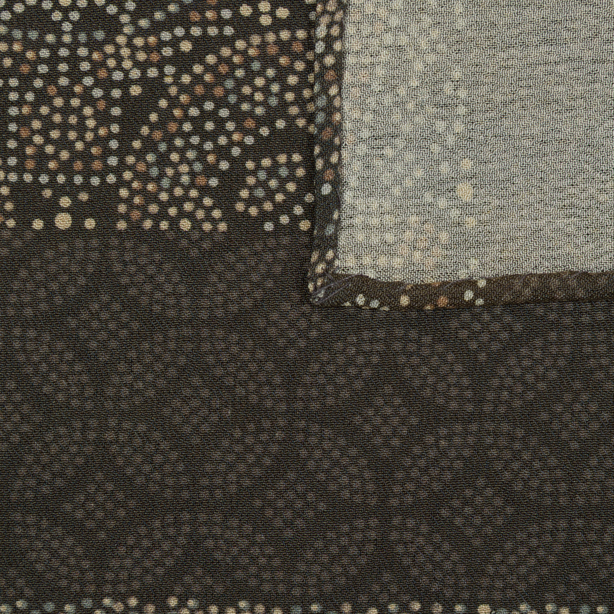 Vintage Kimono Silk Pocket Square - Charcoal