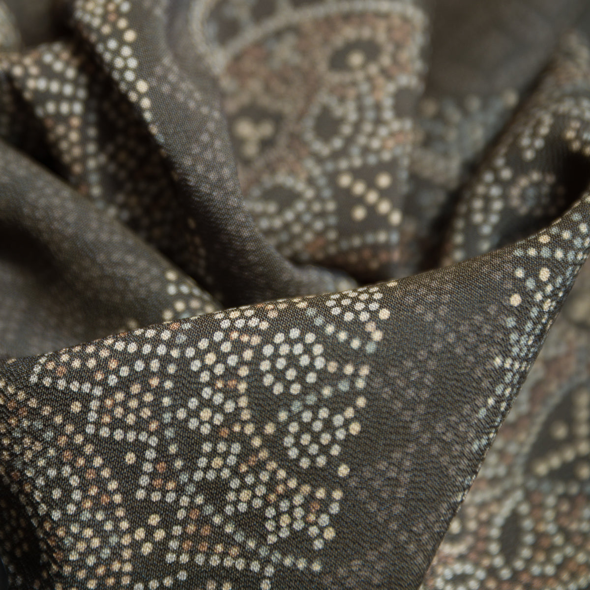 Vintage Kimono Silk Pocket Square - Charcoal