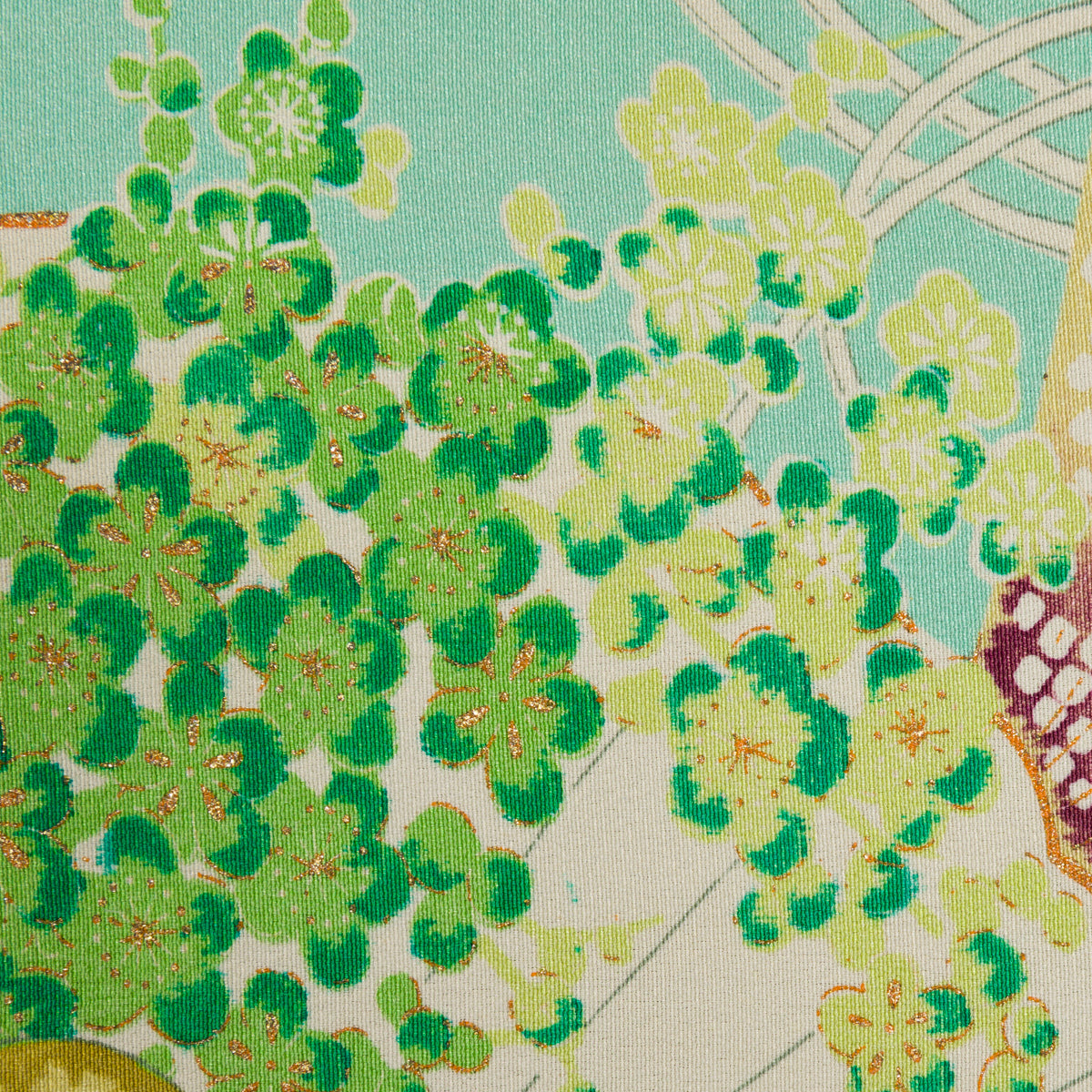 Vintage Kimono Silk Pocket Square - Green
