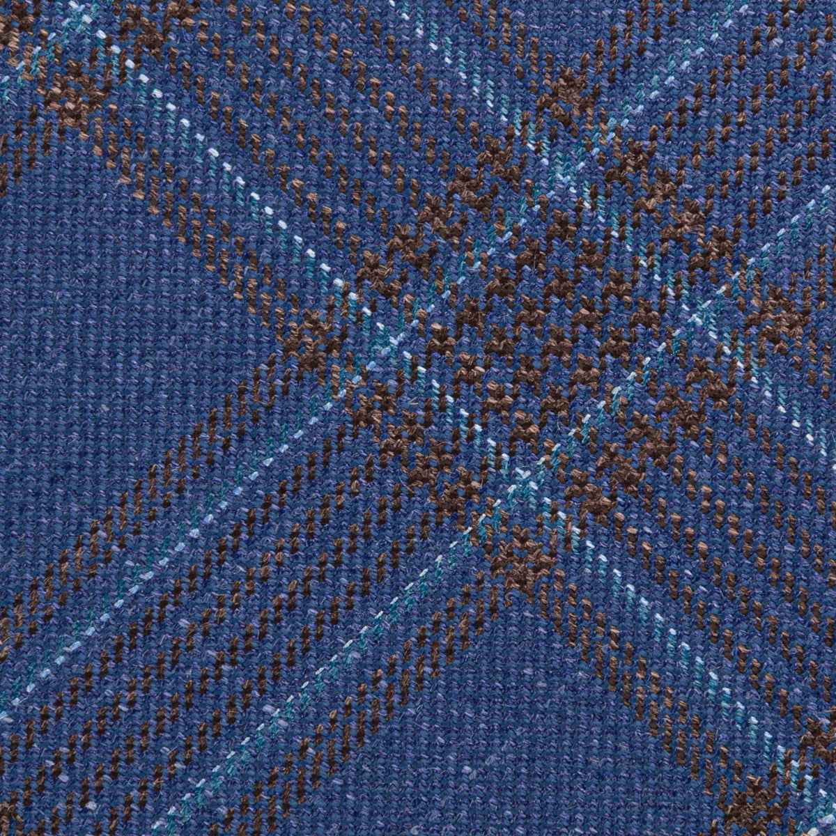 Checked Bespoke Wool / Silk Tie - Blue