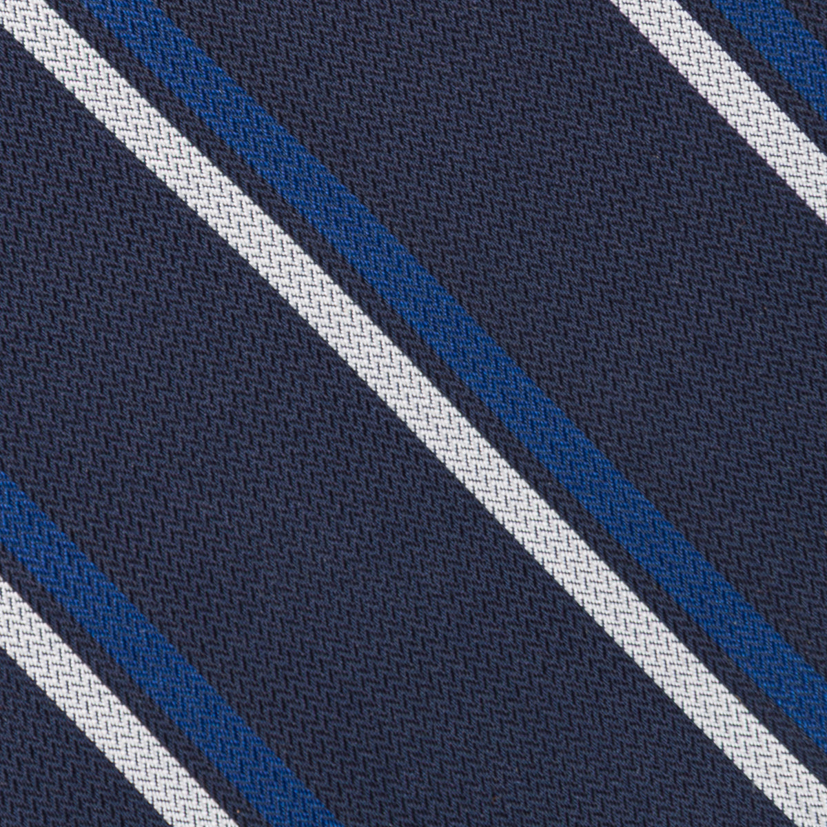 Repp Stripe Bespoke Silk Tie - Navy